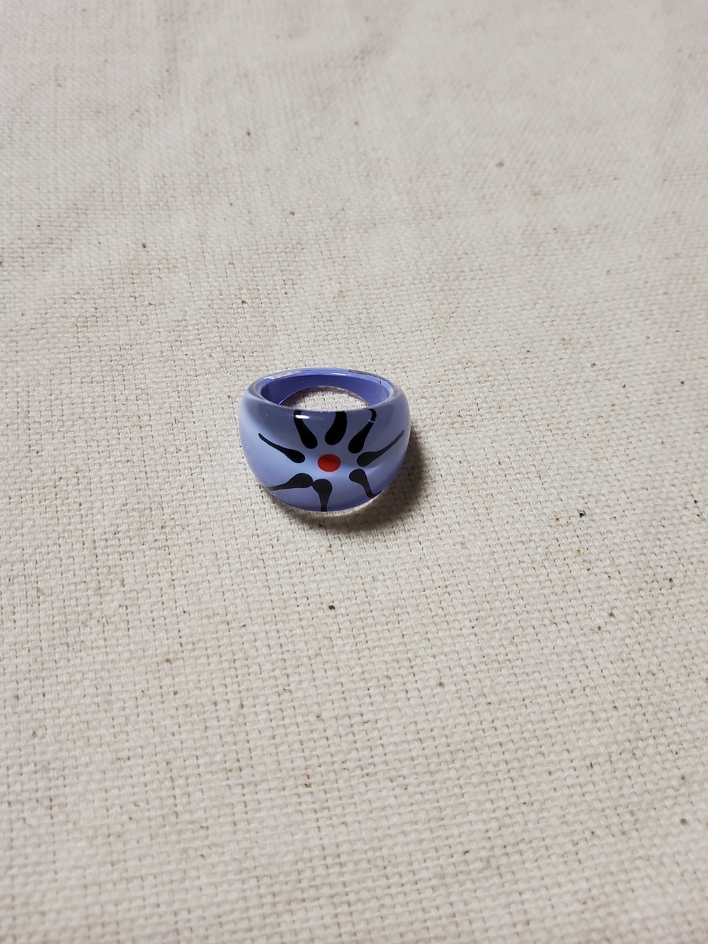 Y2k Purple Resin Hand Painted Flower Accent Ring
